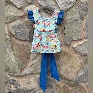 Darling Mae by Ricrac & Ruffles Floral Pinafore 6/9m